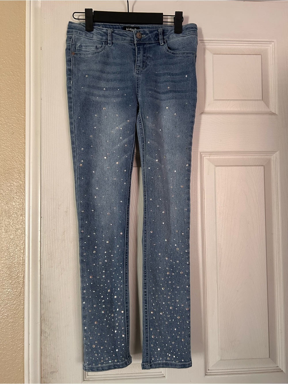 kidpik Light Blue Rhinestone Skinny Jeans